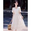 Sweet Beaded Embroidered Short Sleeve Midi Dress