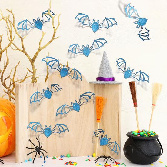 12 Pcs Halloween Bat Wall Sticker Decorations Large Hollow Out Bats Wall Decals for Wall Glass Mirror Living Room Decor