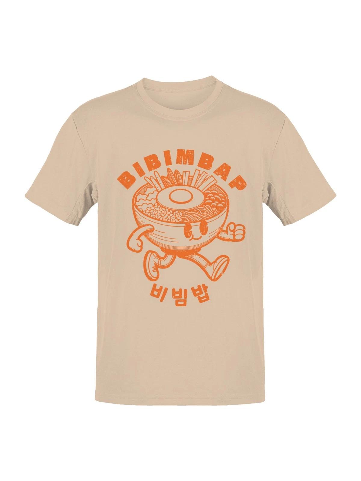 Bibimbap Cartoon with Korean Text Men s T-shirt L