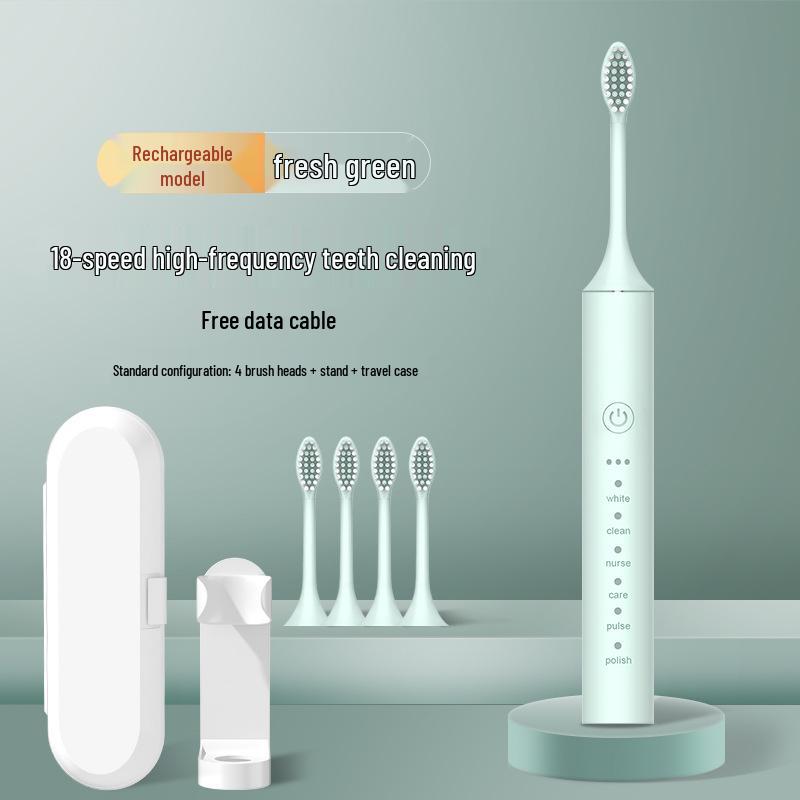 Unisex Rechargeable Ultrasonic Soft Bristle Electric Toothbrush for Home & Travel