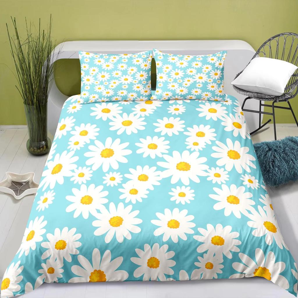 Small Floral Duvet Cover Queen King Size Pink Floral Blossom Theme Bedding For Girls Women Soft Microfiber 3 Pcs Super Soft