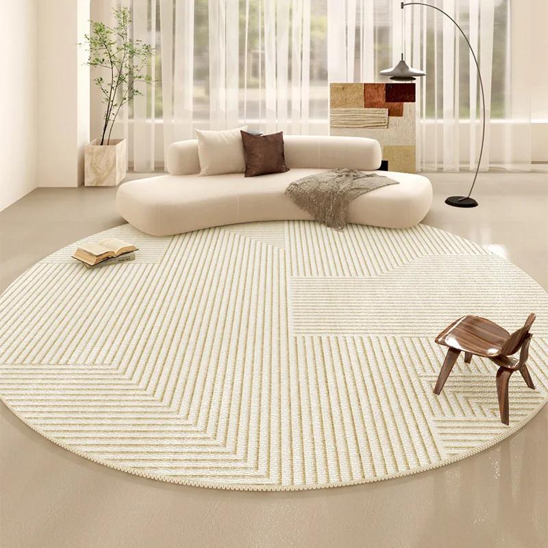 Minimalist Line Living Room Decoration Carpet Japanese-style Round Rugs for Bedroom Fluffy Soft Thicken Rug Home Study Plush Mat