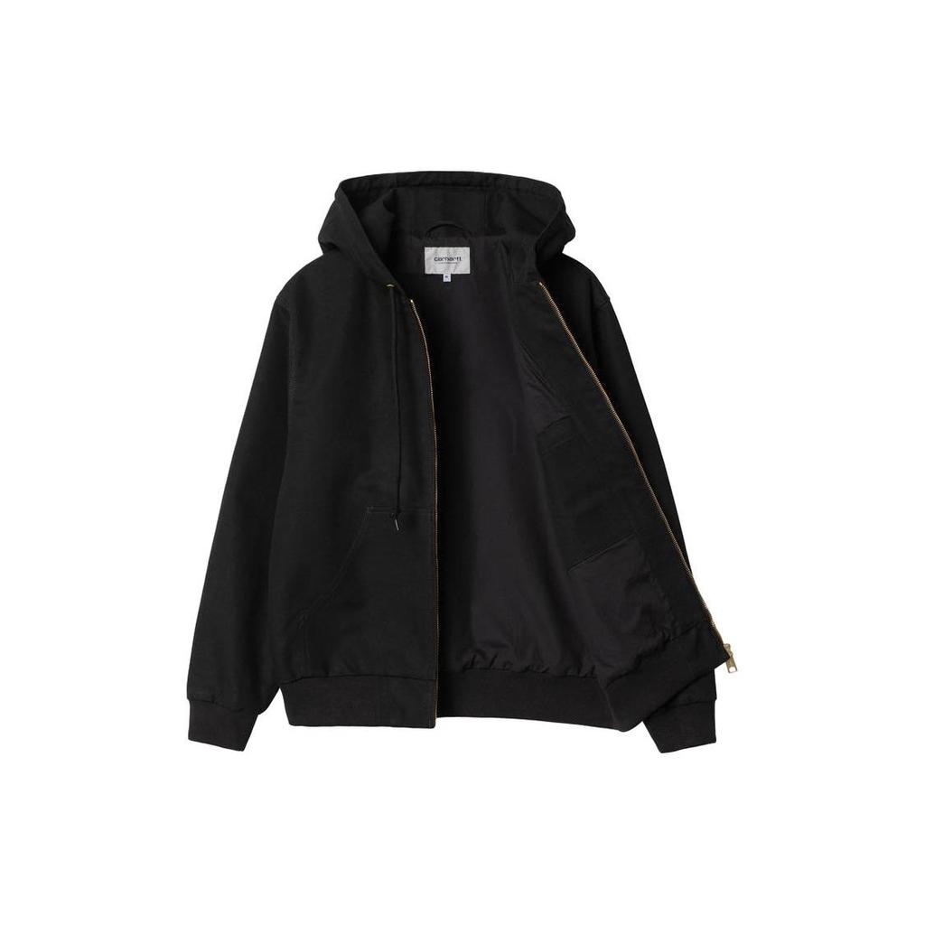 Carhartt WIP SS24 Active Jacket Classic Solid Color Logo Hooded Zip Long Sleeve Jacket Men jackets Black I032939-89-01