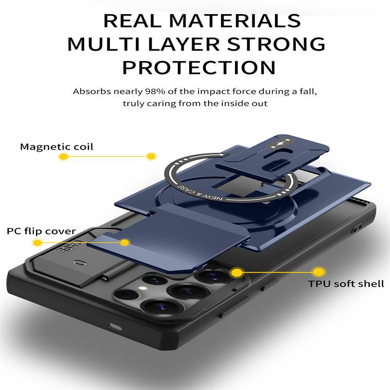 Samsung S26 Ultra Magnetic Case with Lens Cap Holder - A57 Drop-proof, S25 Protective Hard Shell