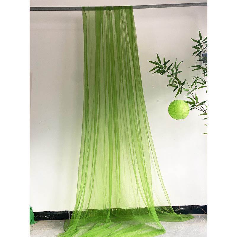 Chinese Ink Wash Landscape Tie-Dye Green Gauze Curtain for Wedding or Mall Decor