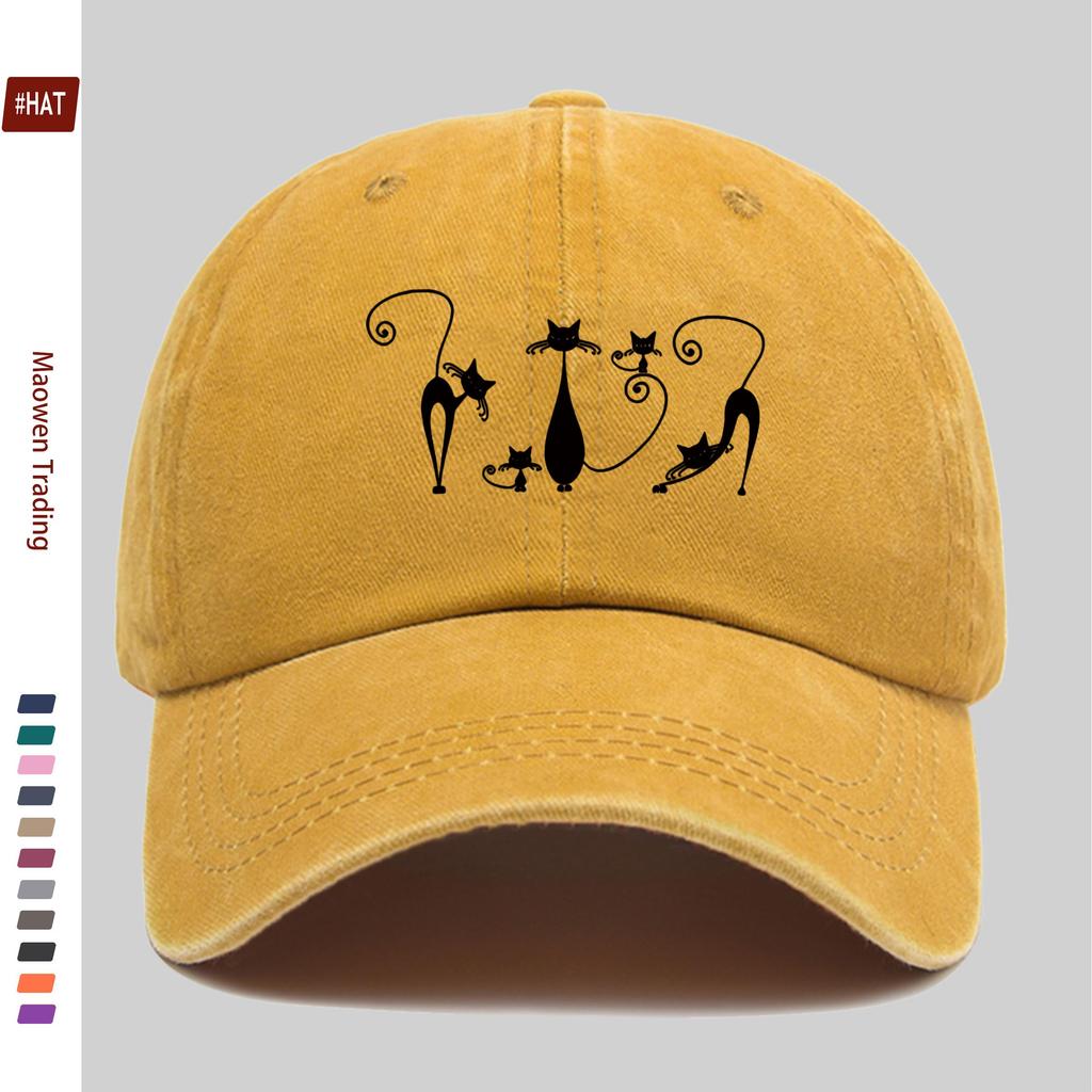 pc Cartoon Black Cat Print Baseball Cap Comfortable and Stylish Decorative Hat Trendy Lightweight Accessory Adjustable Strap