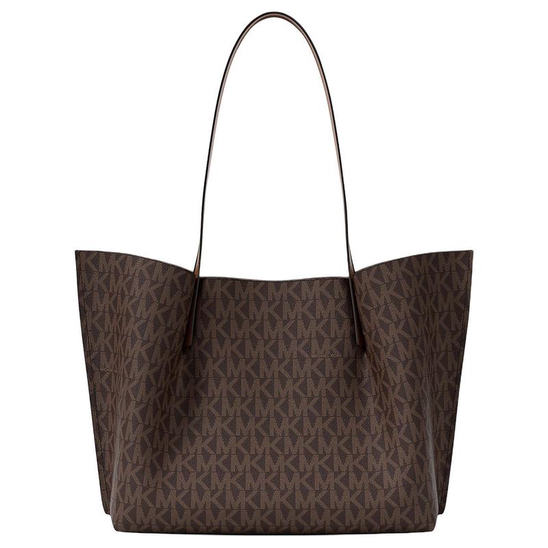 Michael Kors Emilia Classic Fashion Versatile Simple Commuting Practical Tote Bag Polyester Shoulder Bag Large Size Women's Brown