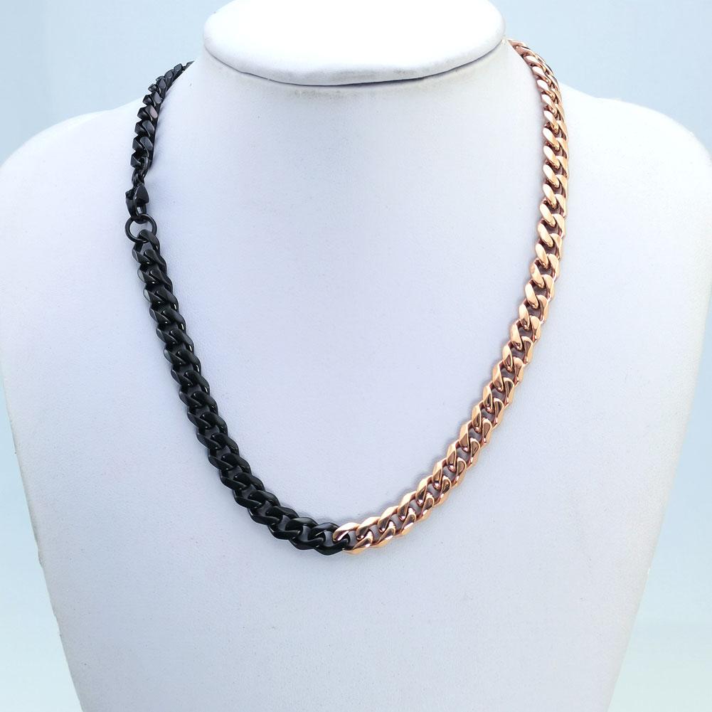 New 316L Stainless Steel Black and Rose Dual Hip Hop Necklace Jewelry