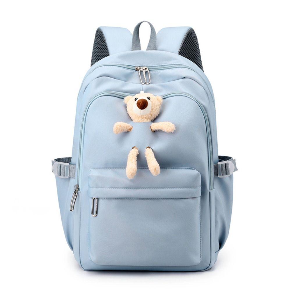 

Schoolbag Large Capacity Backpack Solid Color Casual Knapsack Korean Style School Bag Children синий