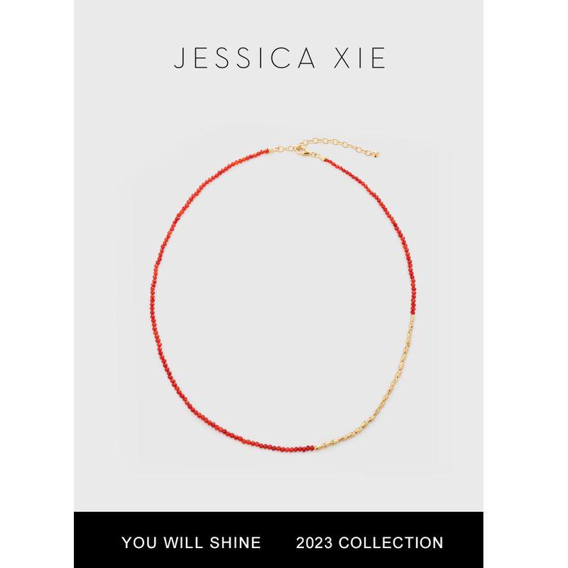 

Jessica Xie Normcore Texture Stitching Black Agate Flow Red Spot