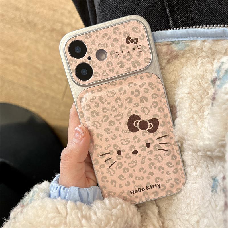

Korean Style Cute Pink Leopard Print KT Cat Heart iPhone Case for Apple 16 Pro Max/15/14 iPhone 17 Pro