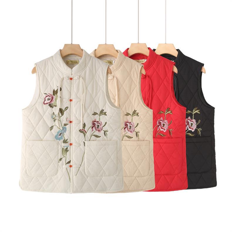 Women's Plus Size Thickened Down Cotton Vest for Autumn/Winter - Sleeveless Jacket for Middle-Aged and Elderly