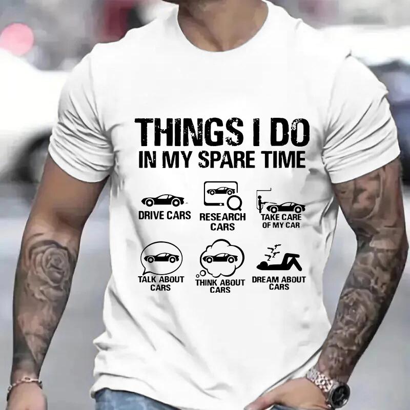 

Забавная рубашка для мужчин, что я делаю в свободное время, футболки для любителей автомобилей, одежда для автолюбителей, забавные футболки с короткими рукавами для папы XXXL белый