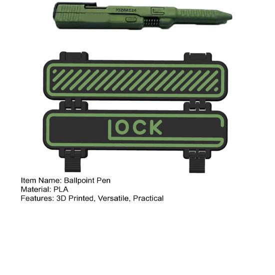 Taktyczny długopis akcji suwakowej, drukowany w 3D długopis kulkowy EDC z akcją zamka, z wymiennym wkładem, unikalny prezent dla mężczyzn kolekcjonerów