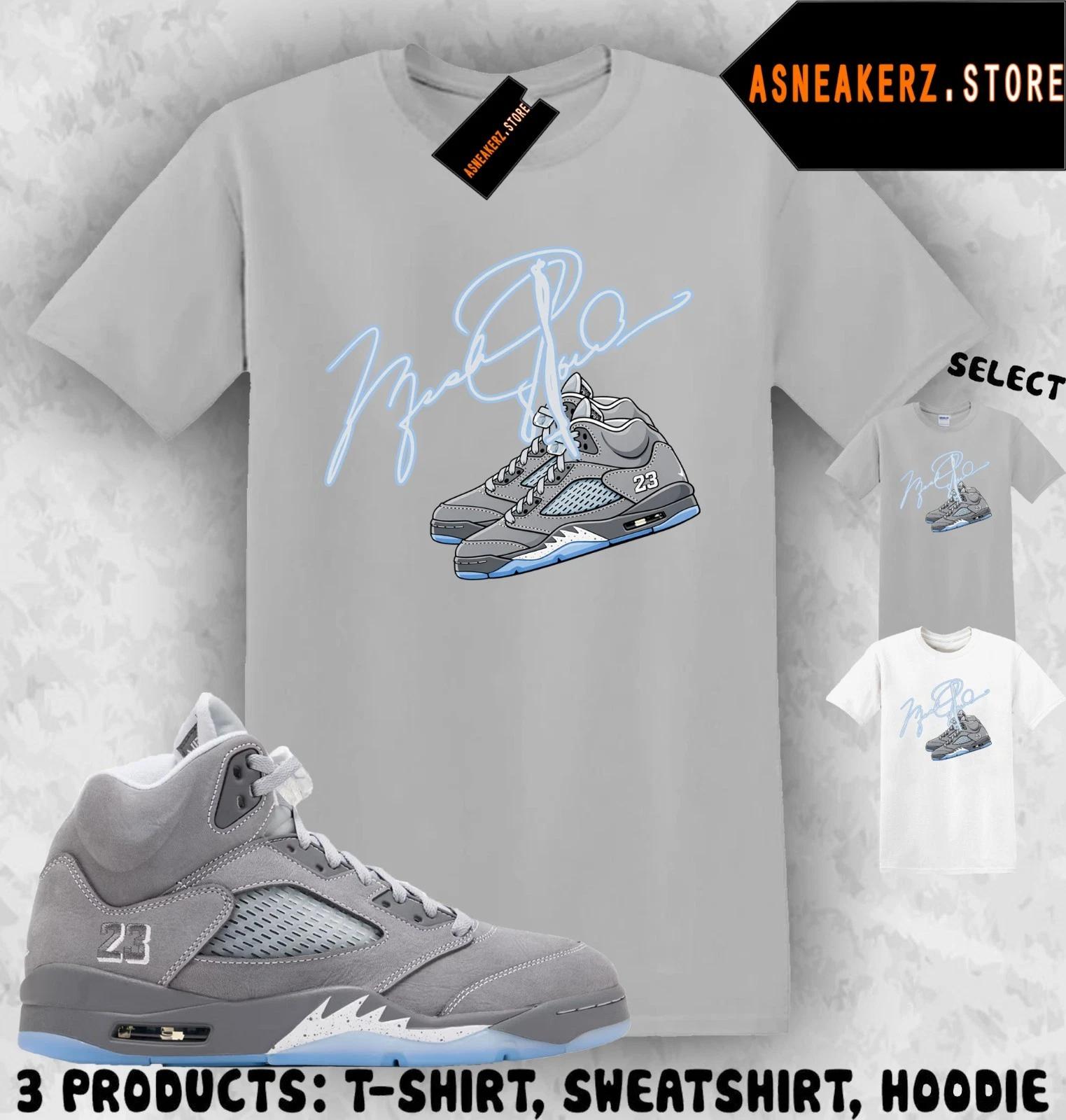 Tee Shirt Matching AJ 5 Wolf Grey 2026 To Match Sneaker MJ Shoelace 5s T shirt 4XL