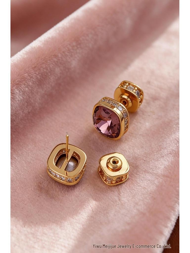 Miki Light Luxury Crystal Stud Earrings: Elegant Women's Niche Design for Fashion