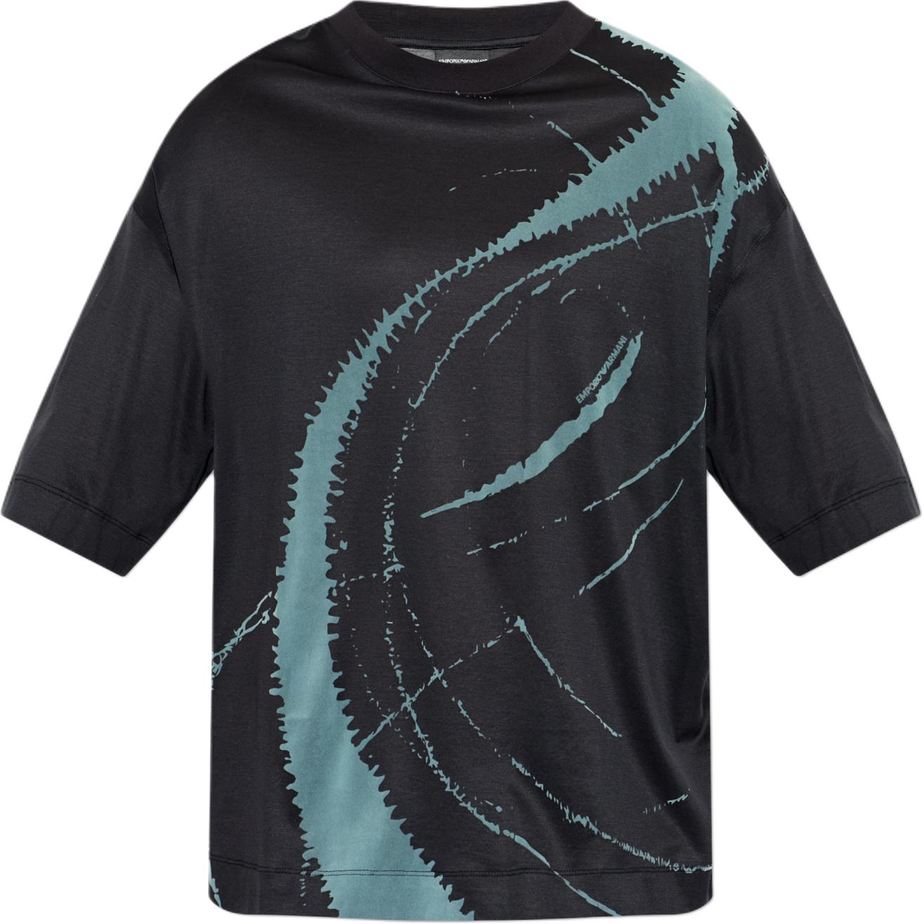 Emporio Armani Velvet Texture Printed Short Sleeve Round Neck T-Shirt Men tops EM004909-AF10017-U8136 XS