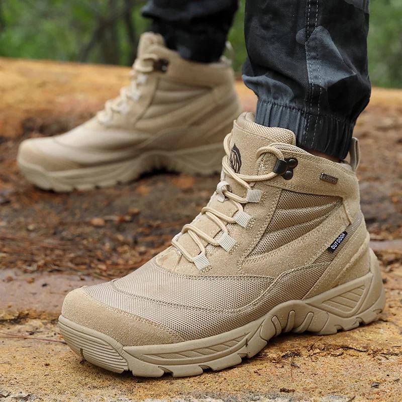 Men Tactical Boots Waterproof Army Plus Work Climbing Shoes Size Boot Anti-Slip Casual Outdoor Military Brand Ankle Hiking Shoes