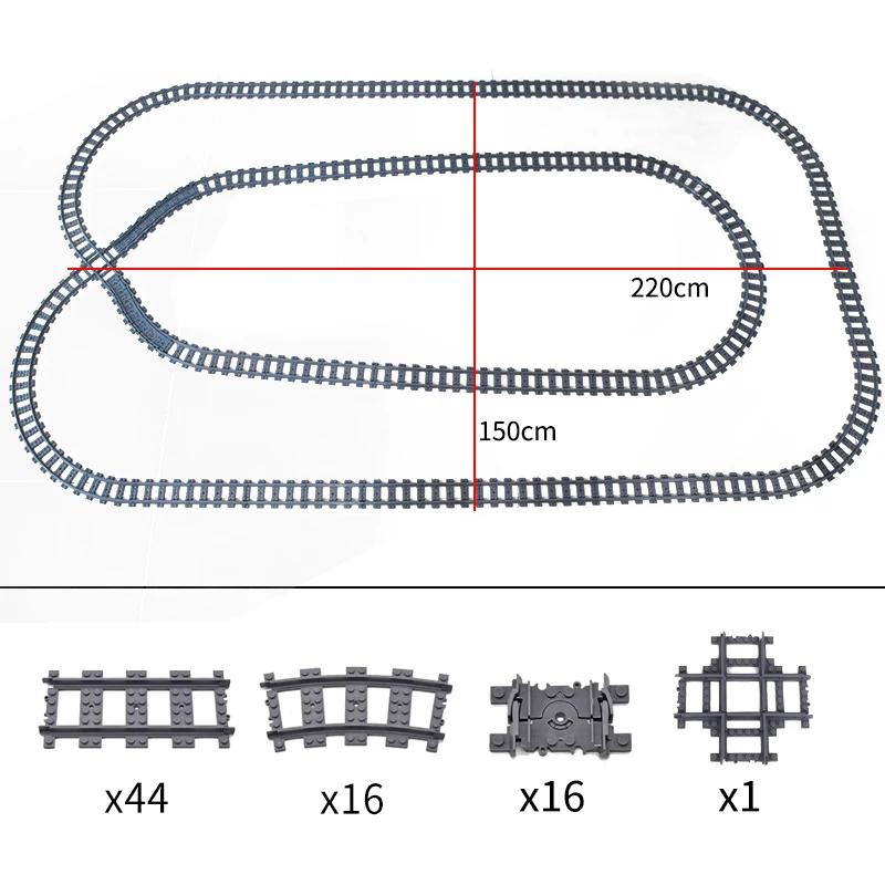 City Trains Flexible Switch Railway Tracks Rails Crossing Forked Straight Curved Building Block Bricks Toys Compatible with 7996