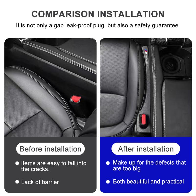 M LOGO Car Seat Gap Filler Side Seam Plug Strip Leak-proof Filling Strip For BMW X7 X3 X4 X5 X6 3 4 5 6 7 Series Z4 M M3 M5 M6 E38 E39 E46 E53 E60 E61