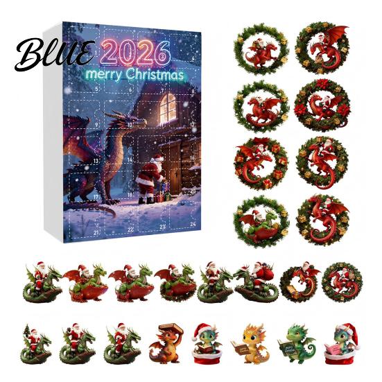 Unique Holiday Presents with Christmas Acrylic 2D Calendar 24Pcs Dragon Advent Ornament Set Tree Hanging