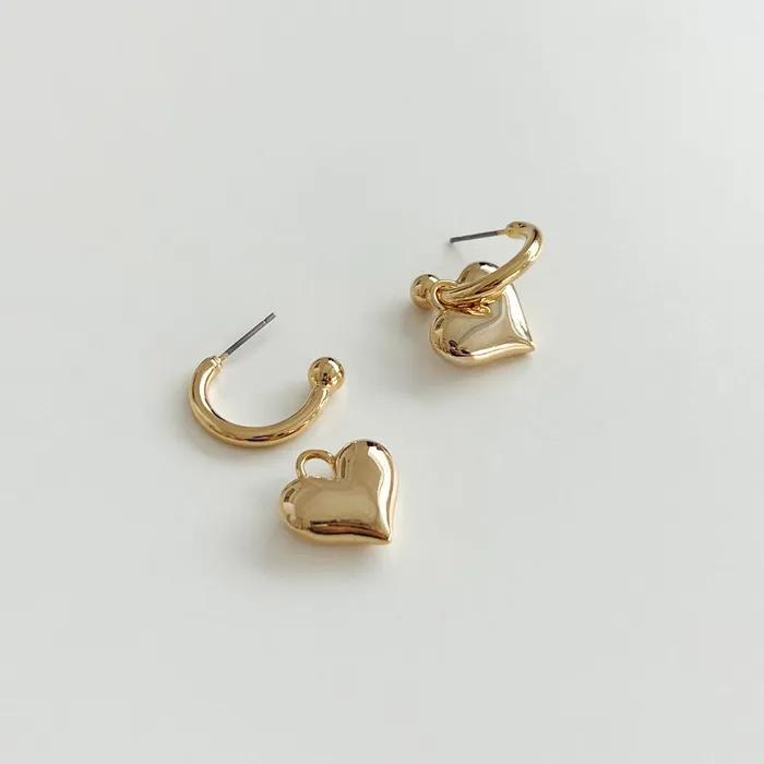 volume heart ring earrings (2colors)