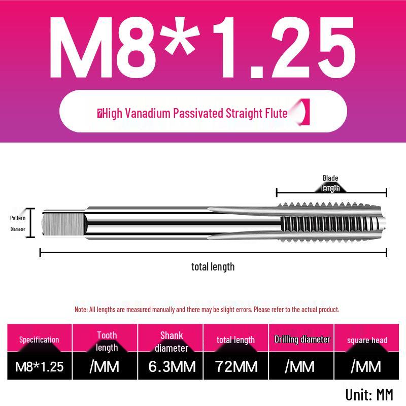 UMLO High Vanadium Spiral Tap Machine for M3-M10 Stainless Steel Tapping