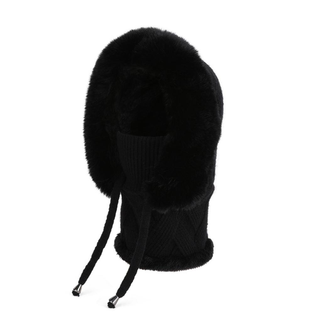 Winter Hat Plush Lining Women'S Woolen Hat Knitted Hat Solid Color For Electric Bike Commuting Winter
