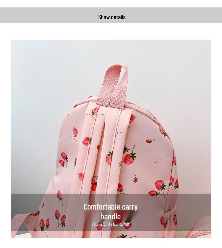 Nuovo Set Zaino Scolastico a Tre Pezzi Cartoon Fragola Grande Capacità 2026 - Resistente all'Usura, Carino, Borsa a Spalle Doppie Casual