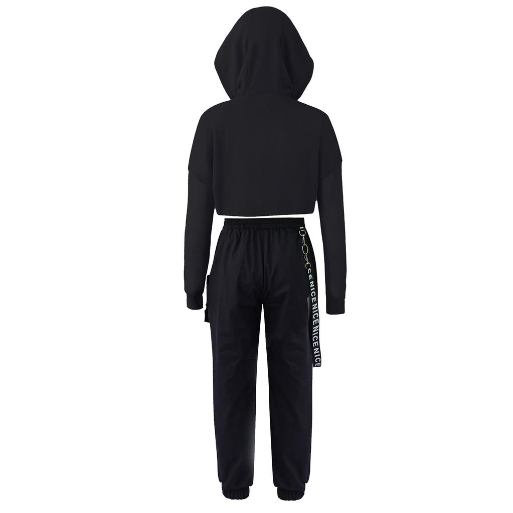 Kinder Mädchen Hip-Hop Street Dance Kleidung Outfits Weste Tops Cargo Jogginghose Net Cover Up Moderne Teenager Mädchen Streetwear