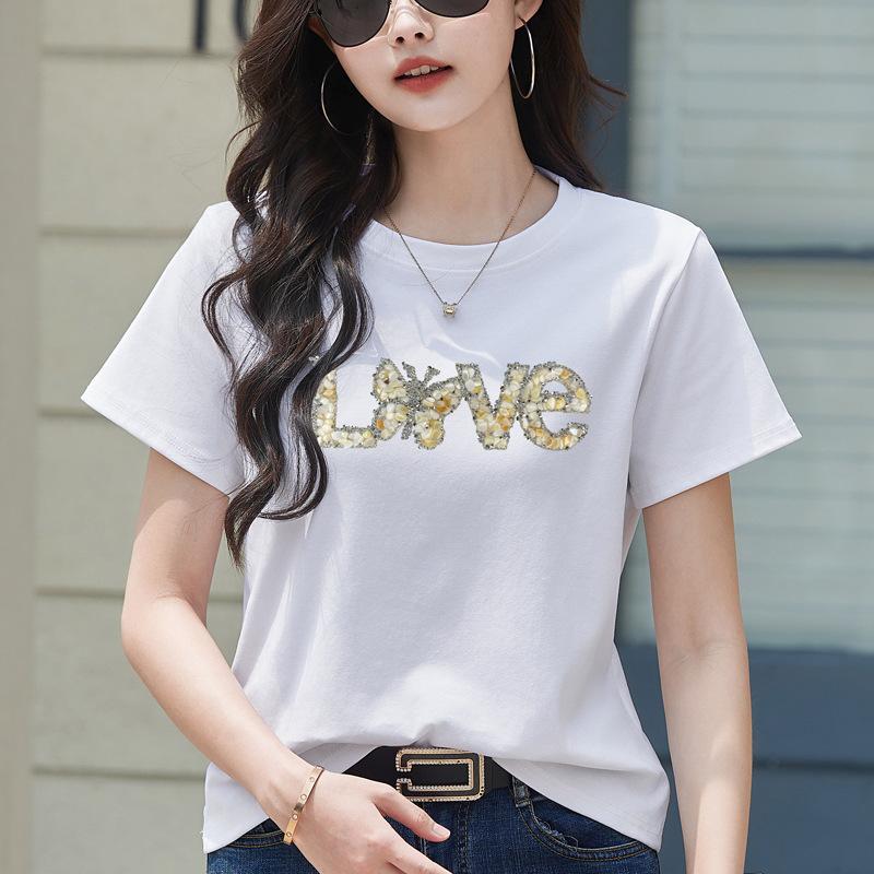 

Short Sleeved T-shirt for Women In Summer Loose Design Fashionable Decoration Personalized Trend Shirt M білий