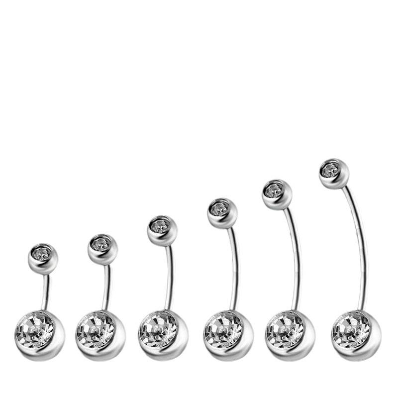 14G Stainless Steel Double Diamond Multi-Size Belly Ring Piercing Jewelry for Dance