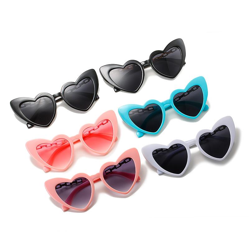 Chain Sunglasses, Cute Peach Heart Glasses, Personalized Heart Sunglasses.