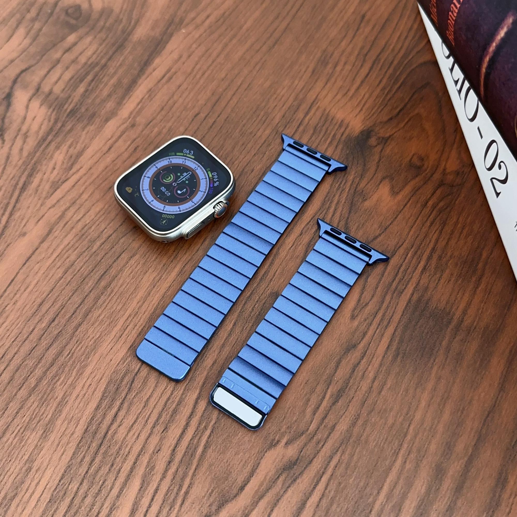 

Magnetic Watch Band For Apple Watch Series 10 42mm/9 8 7 41mm/SE (2023 SE (2022) SE 6 5 4 40mm/3 2 1 38mm Stainless Steel Strap Blue