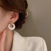 Retro Minimalist Geometric Circle Stud Earrings: Oil-Drip Steel Needle Design for Women
