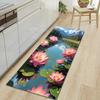 1Pcs Lotus Pattern Floor Mat Modern Kitchen Polyester Rug Non-Slip Colorful Indoor Carpet, For Home Bathroom Bedroom Living Room Decor