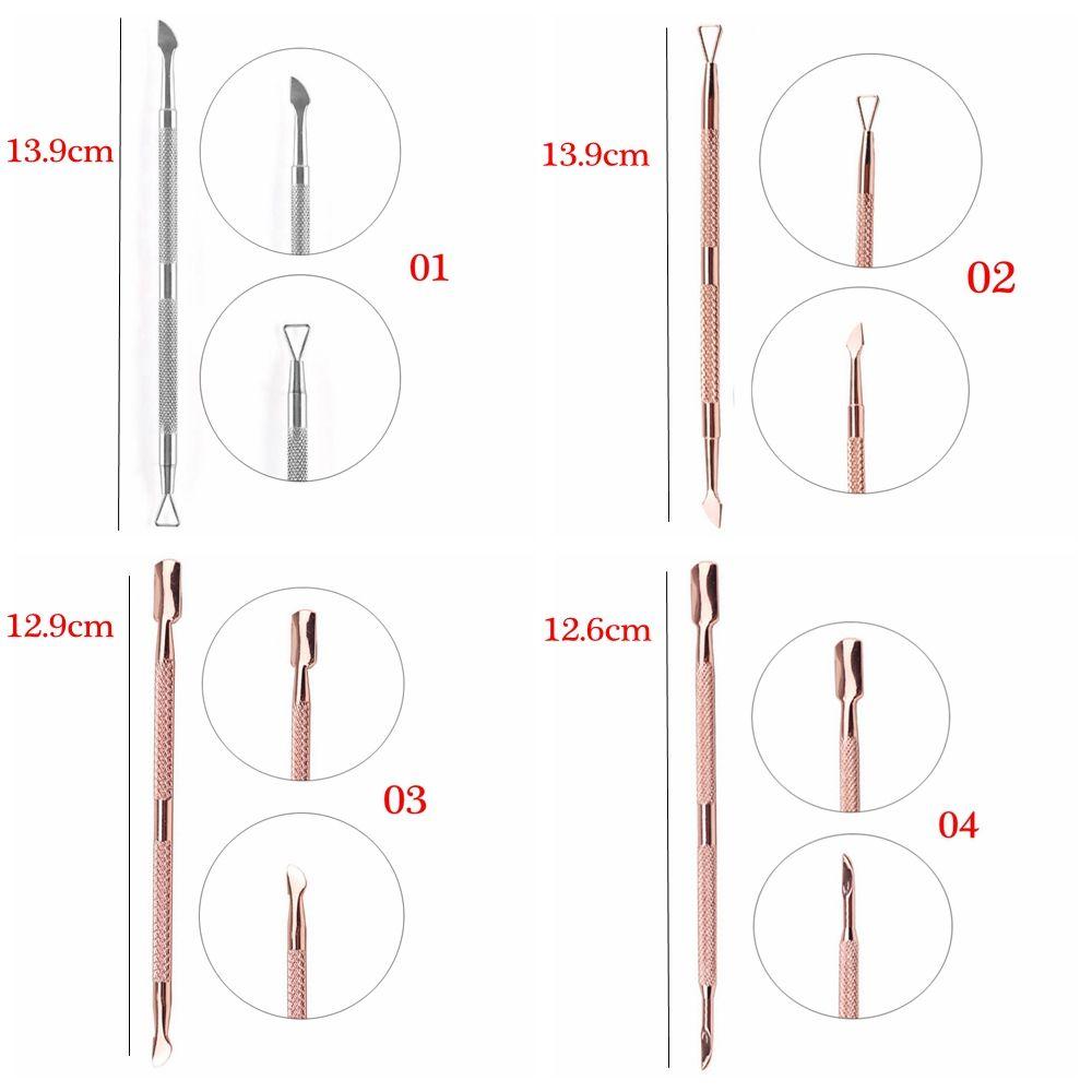 New Dual-ended Stainless Steel UV Gel Clean Stick Cuticle Pusher Nail Polish Remover Triangle Rod
