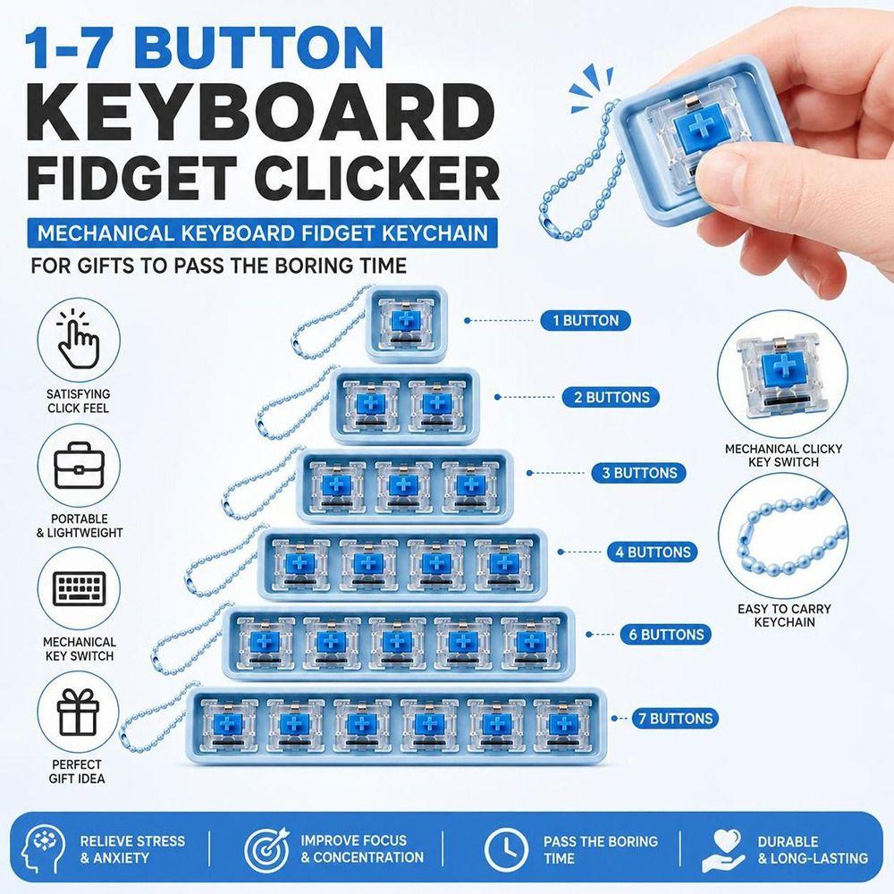 Keychain Attachment Keyboard Fidget Clicker Toy Clicky Switch Finger Stress Toy  DIY Projects