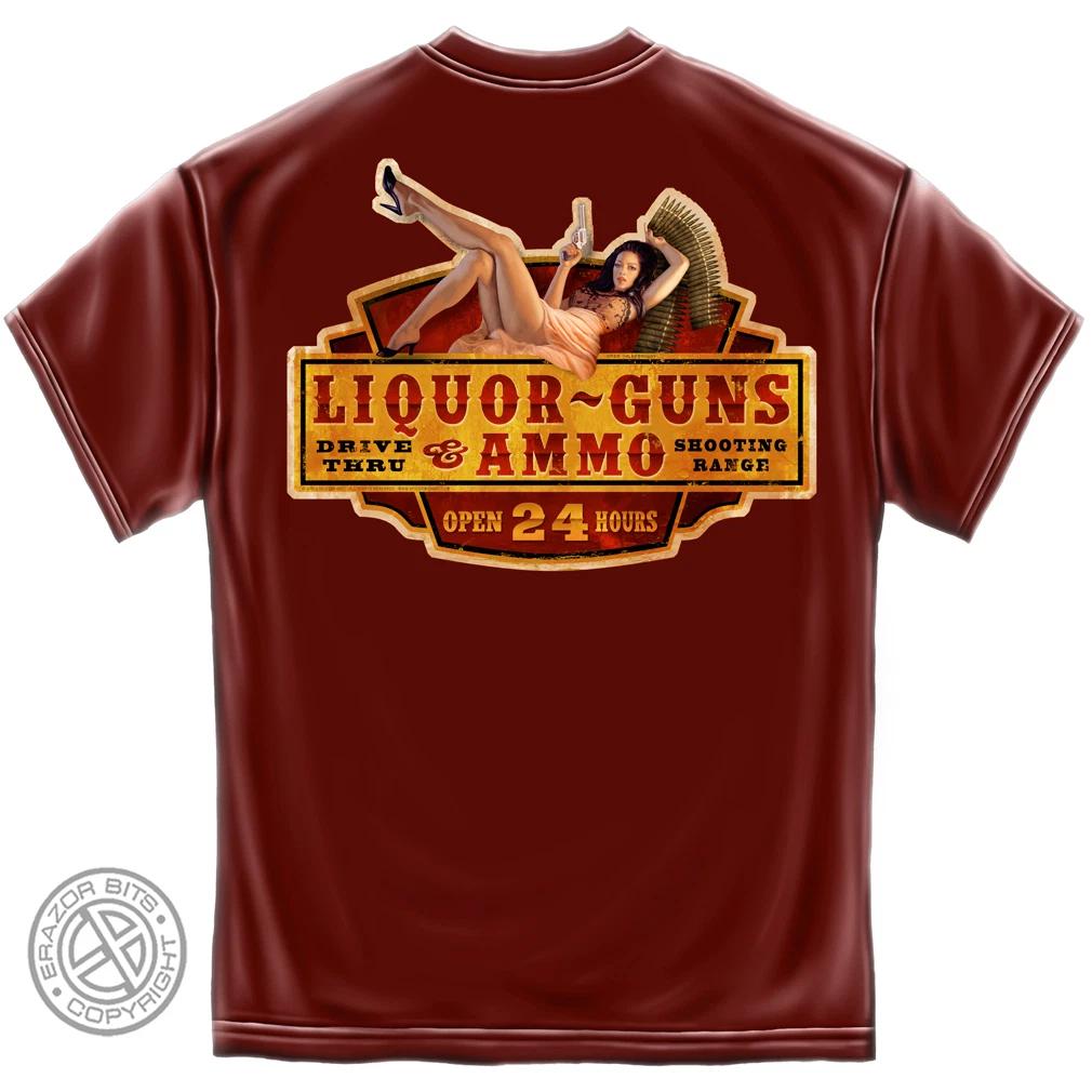 New LIQUOR GUNS AMMO T Shirt NRA 2XL