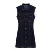 European & American Style Sleeveless Pleated Denim Mini Dress