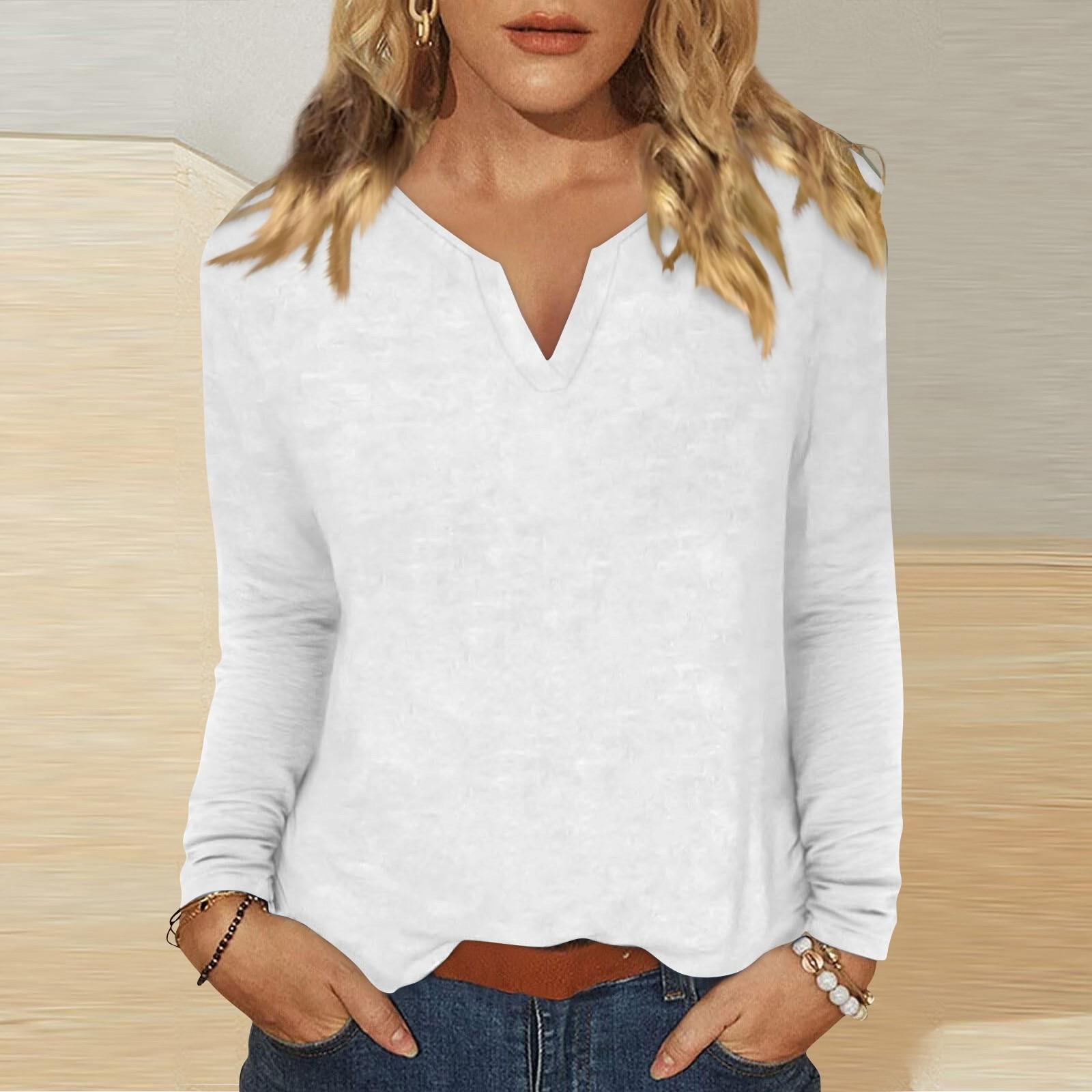 

Женский повседневный однотонный топ с длинными рукавами XL белый