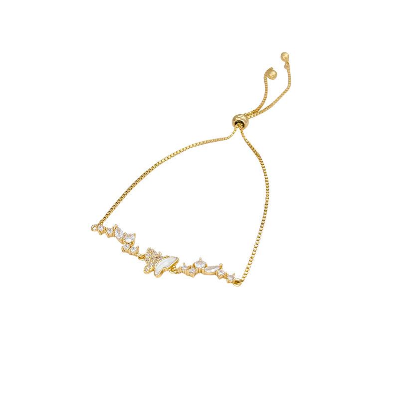 Delicate zircon butterfly bracelet women's 2025 new sweet adjustable pull-out bracelet jewelry