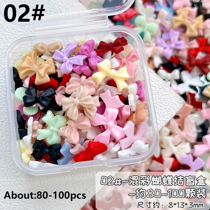 French Ribbons Colorful Resin Cute Bowknot Charm Leopard Print Bow Tie Nail Art Decorations Manicure Tools Accessories Wholesale