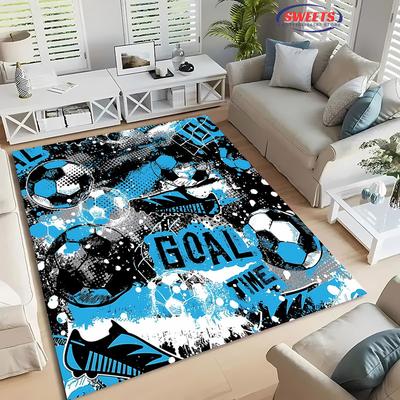 Football Sports Themed Carpet Cartoon Soccer Floor Mat for Kids Bedroom Decor Football Large Area Rugs Home Living Room Rug,Gift