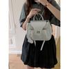New niche women's bag fashion oil wax leather silver chain backpack simple handbag casual backpack tide