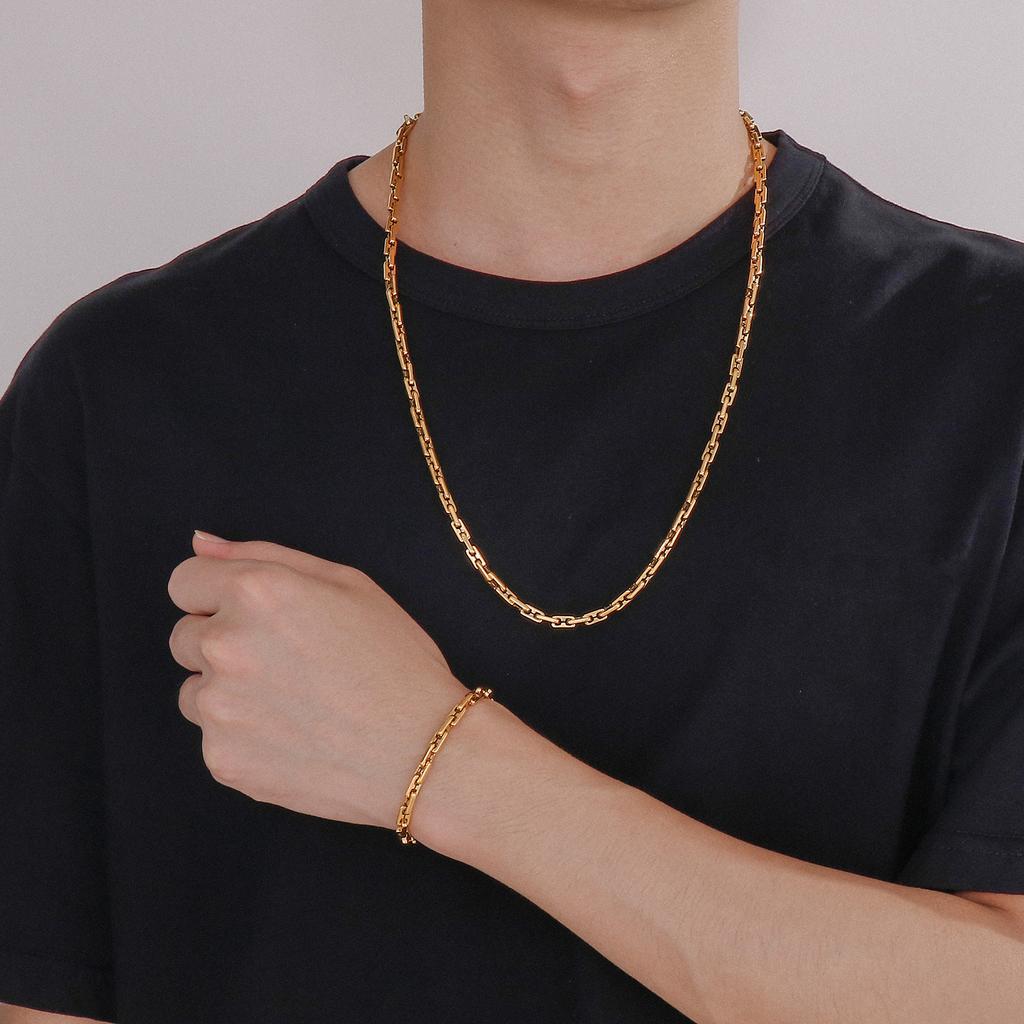 KALEN 5mm 4 Color Geometry Link Chain Bracelet & Necklace Jewelry Set Men Women Stainless Steel 304 Fashion New In Accessories