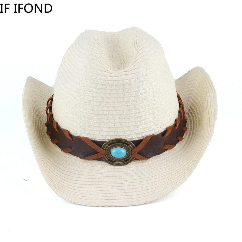 2023 neue Stroh Cowboy Hut Für Männer Frauen Sommer Atmungs Strand Sonnenhut Curling Krempe Cowgirl Western Cowboy Kappe Sombrero hombre