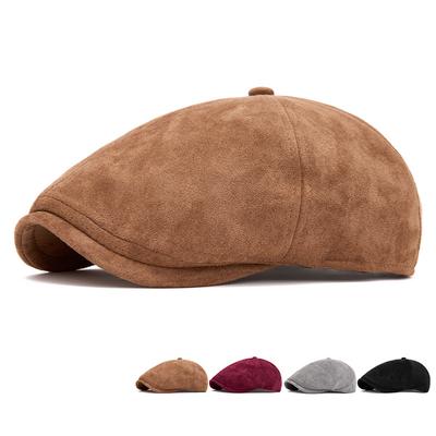 Autumn Winter Berets Men Women Suede Solid Color Cap Octagonal Cap British Newsboy Cap Painter Forward Cap