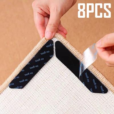 8PCS Carpet Non-slip Sticker Reusable Washable Anti-Curling Carpet Patches Fixed Stickers Floor Rug & Mat Corner Tape Grippers