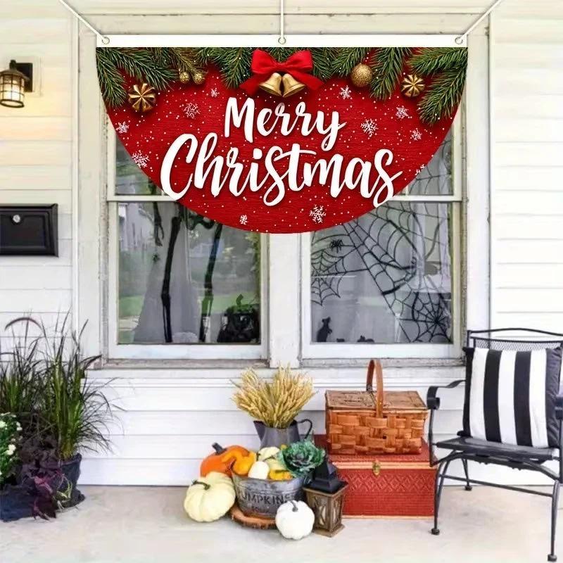 Christmas Outdoor Fan-Shaped Flag Banner Christmas Decor For Home 2026 Cristmas Drop Ornament Xmas Navidad Gift New Year 2027